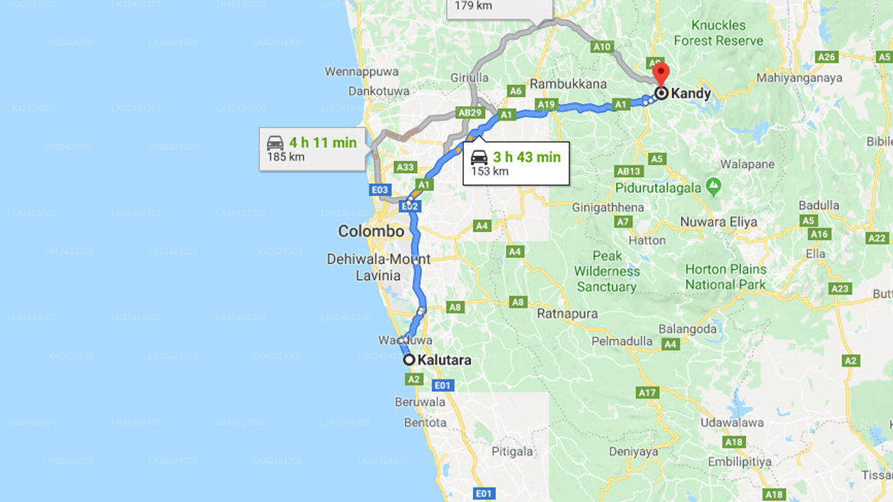 Kandy City to Kalutara City Private Transfer