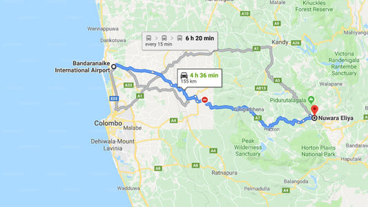 Transfer between Colombo (CMB) Airport and Grand Hotel, Nuwara Eliya