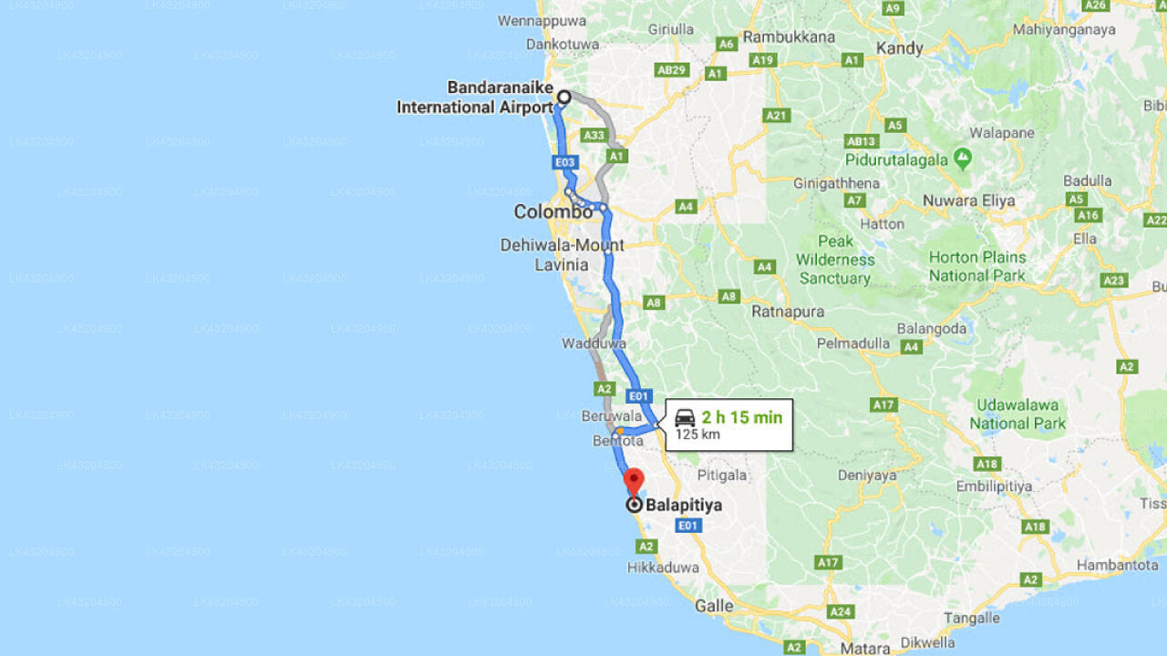 Transfer between Colombo (CMB) Airport and Calamansi Cove by Jetwing, Balapitiya